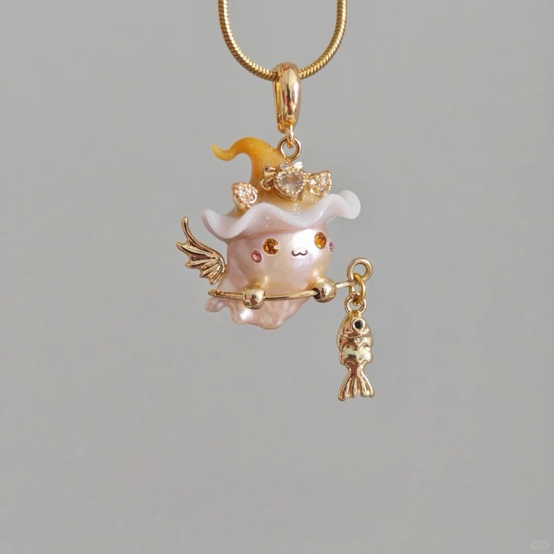 A Great Harvest Golden Baroque Pearl Sprite Pendant | Handcrafted