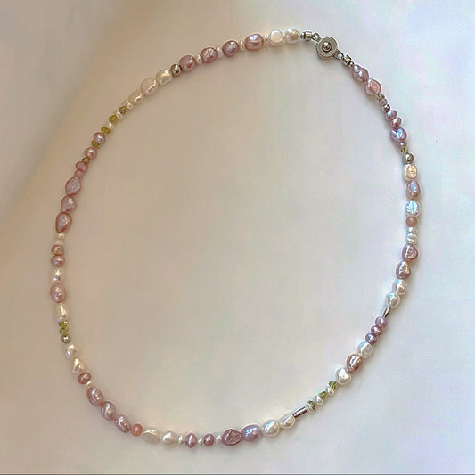 Lavender Lime Baroque Pearl Necklace